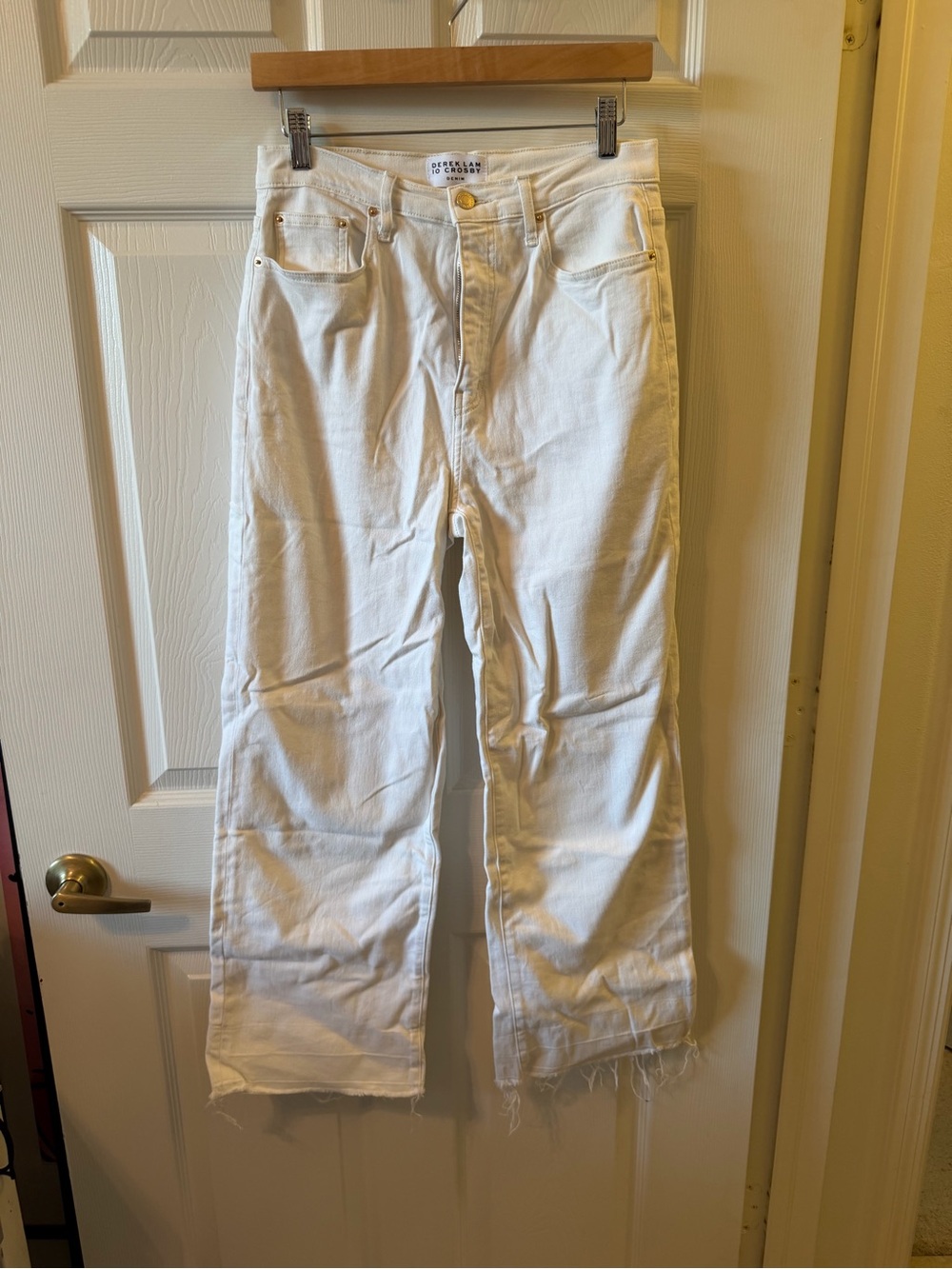 10 Crosby Derek Lam White High-Rise Wide Leg Jeans